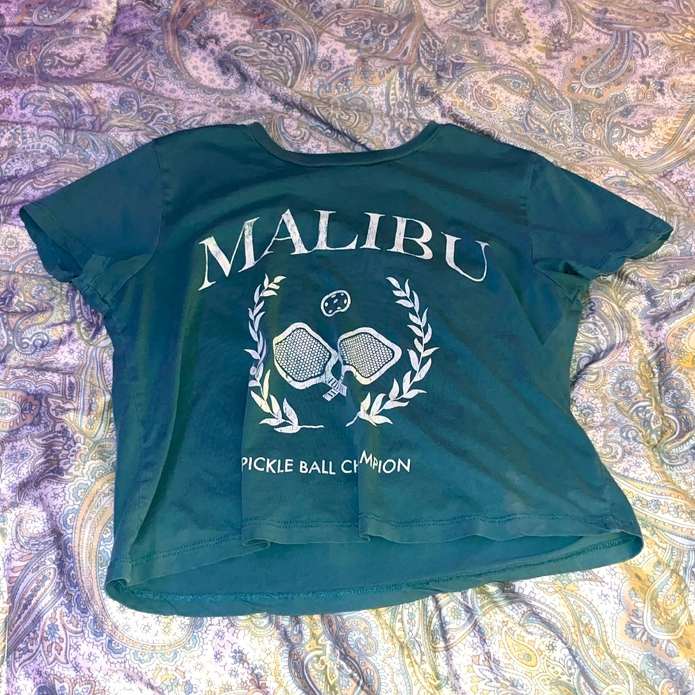 Teal, Cropped, Malibu Pickel Ball Tee